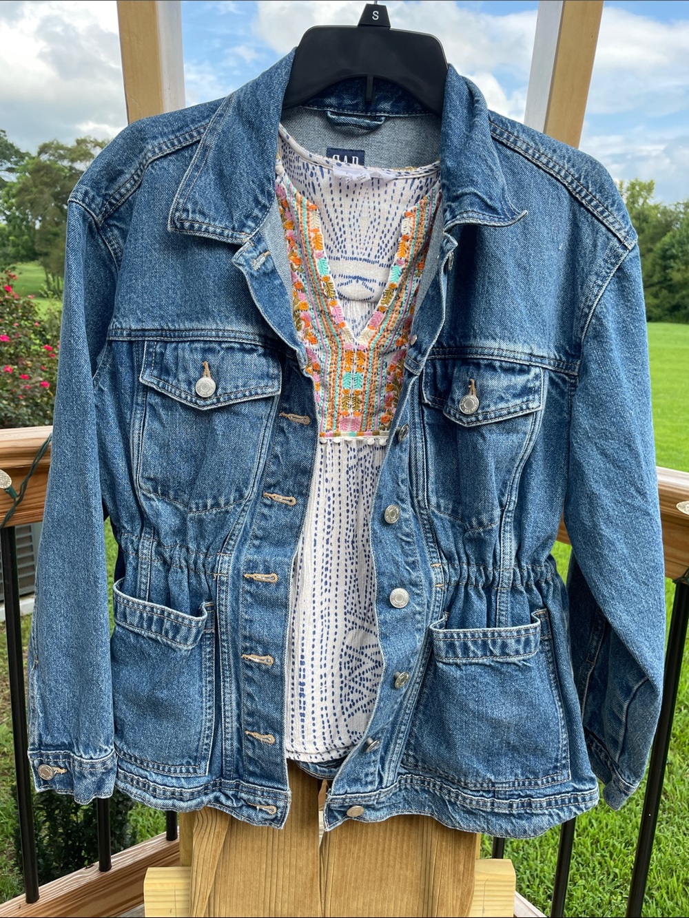 GAP Blue Denim Jacket with Elasticized Waist